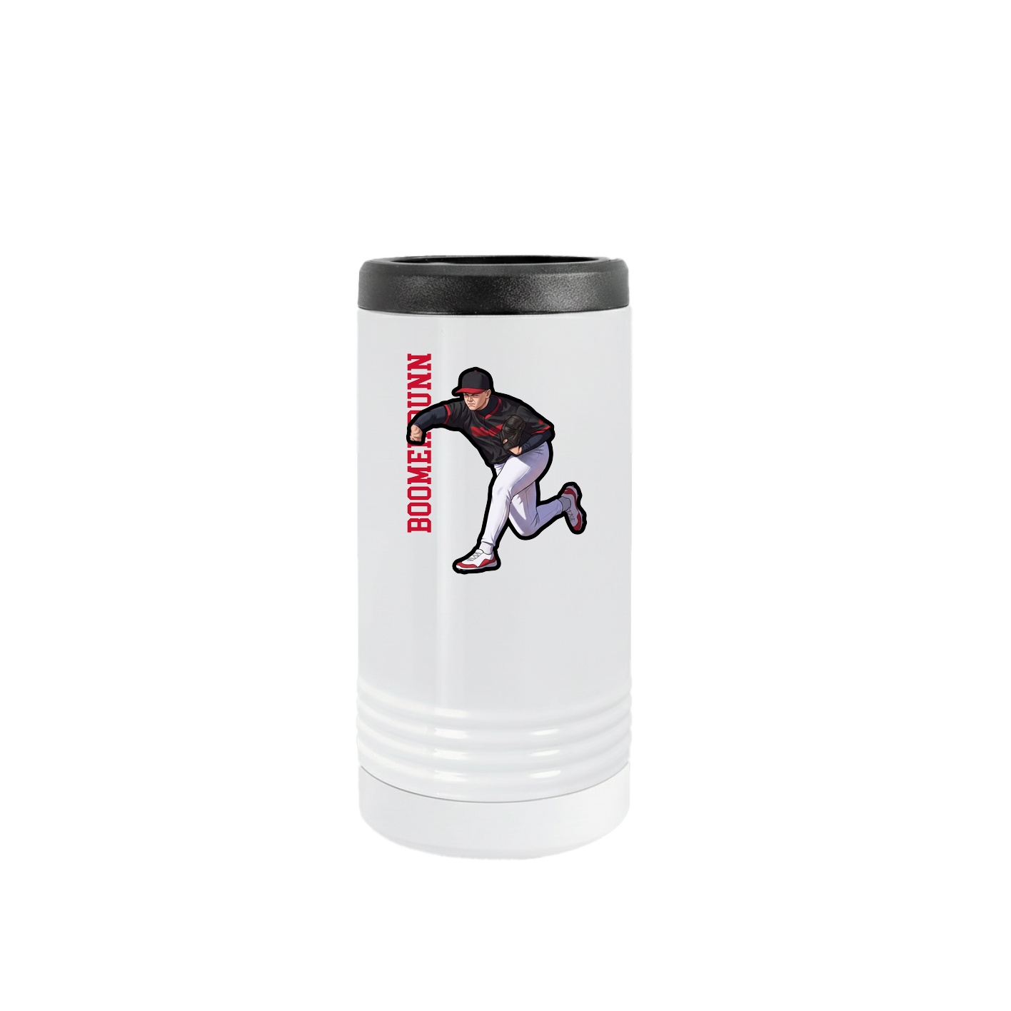 Slim Beverage Holder — Name Vertical in White
