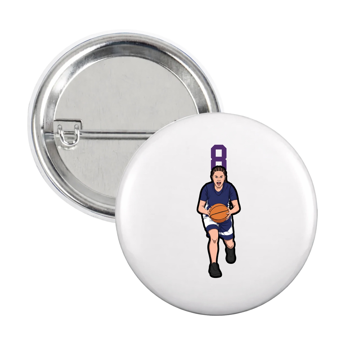 Game Day Button — Number Top in White