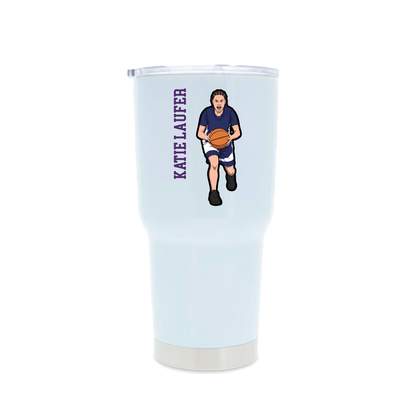 30oz Stainless Steel Tumbler — Name Vertical in White