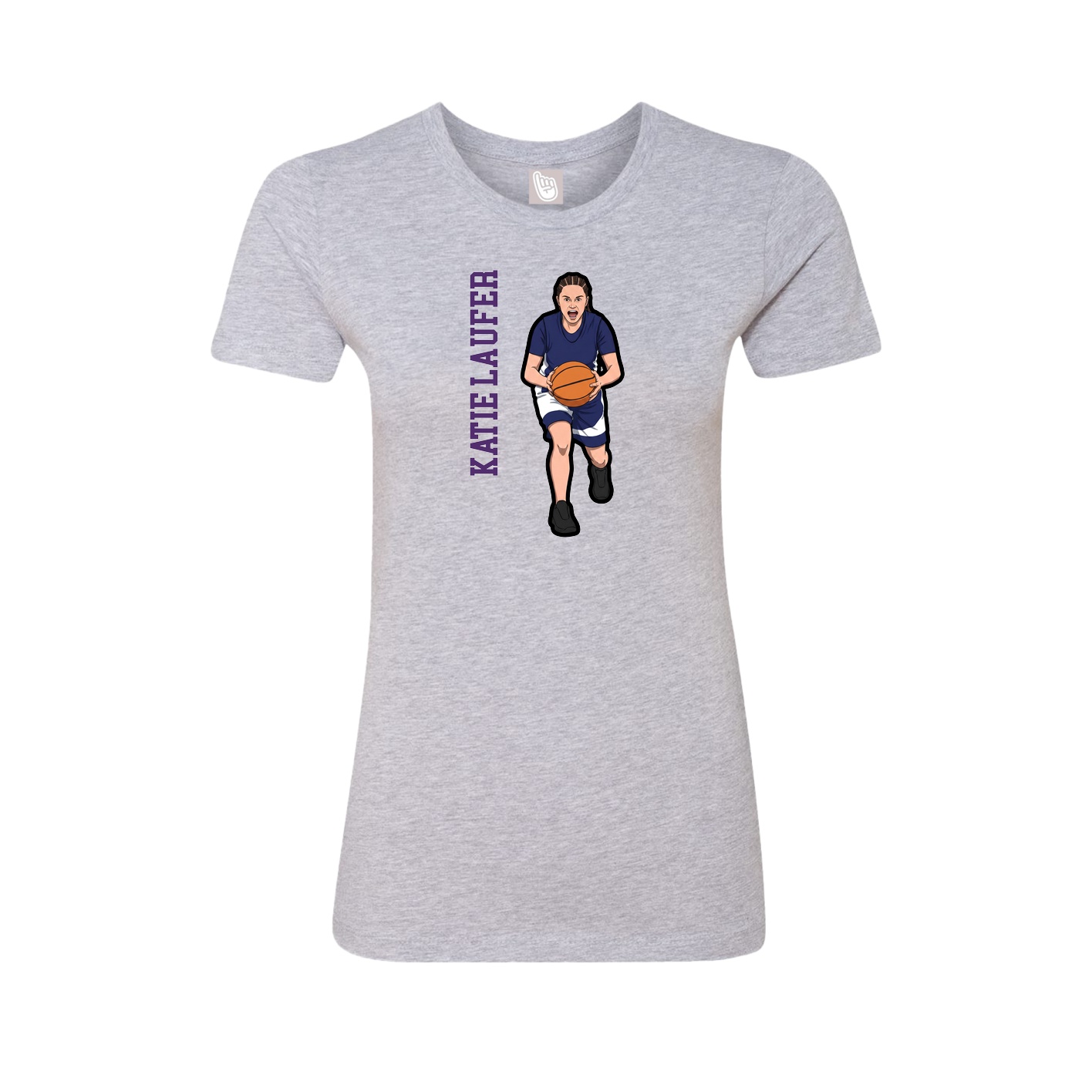 Womens Tee — Name Vertical in Grey