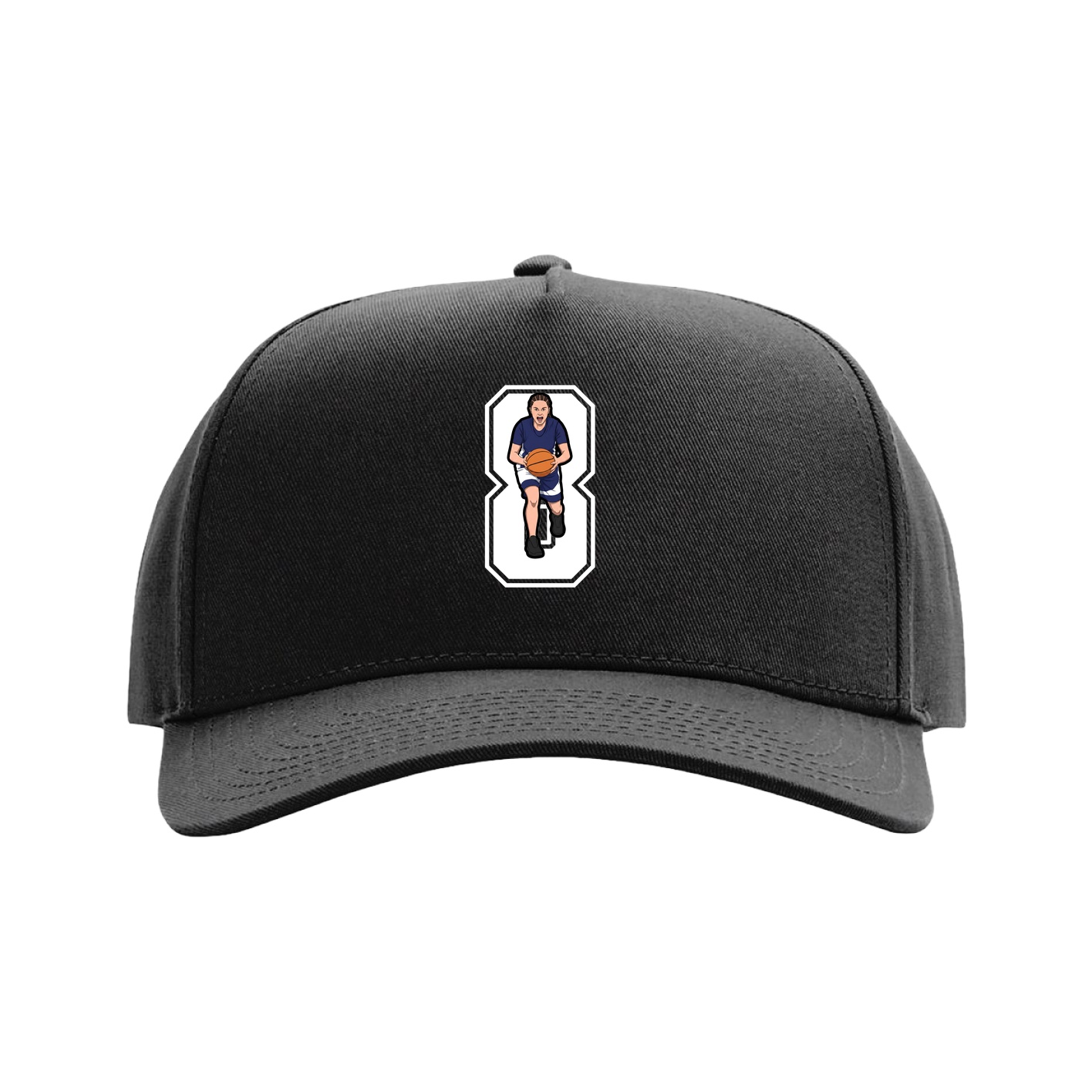 Full Fabric Five-Panel Champ Cap — Number in Black