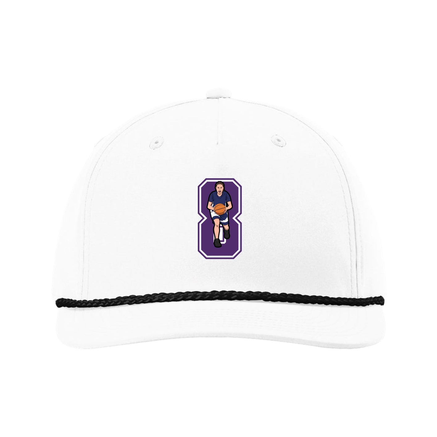 Five-Panel Classic Rope Cap — Number in White
