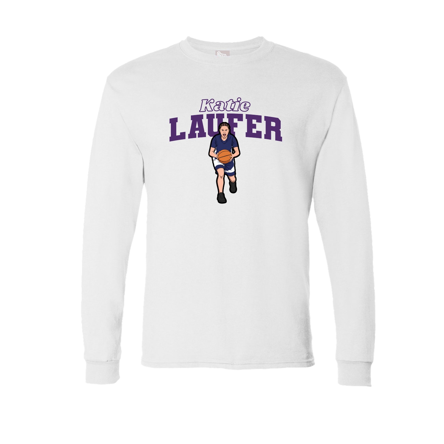 Long Sleeve Tee — Name Arch in White