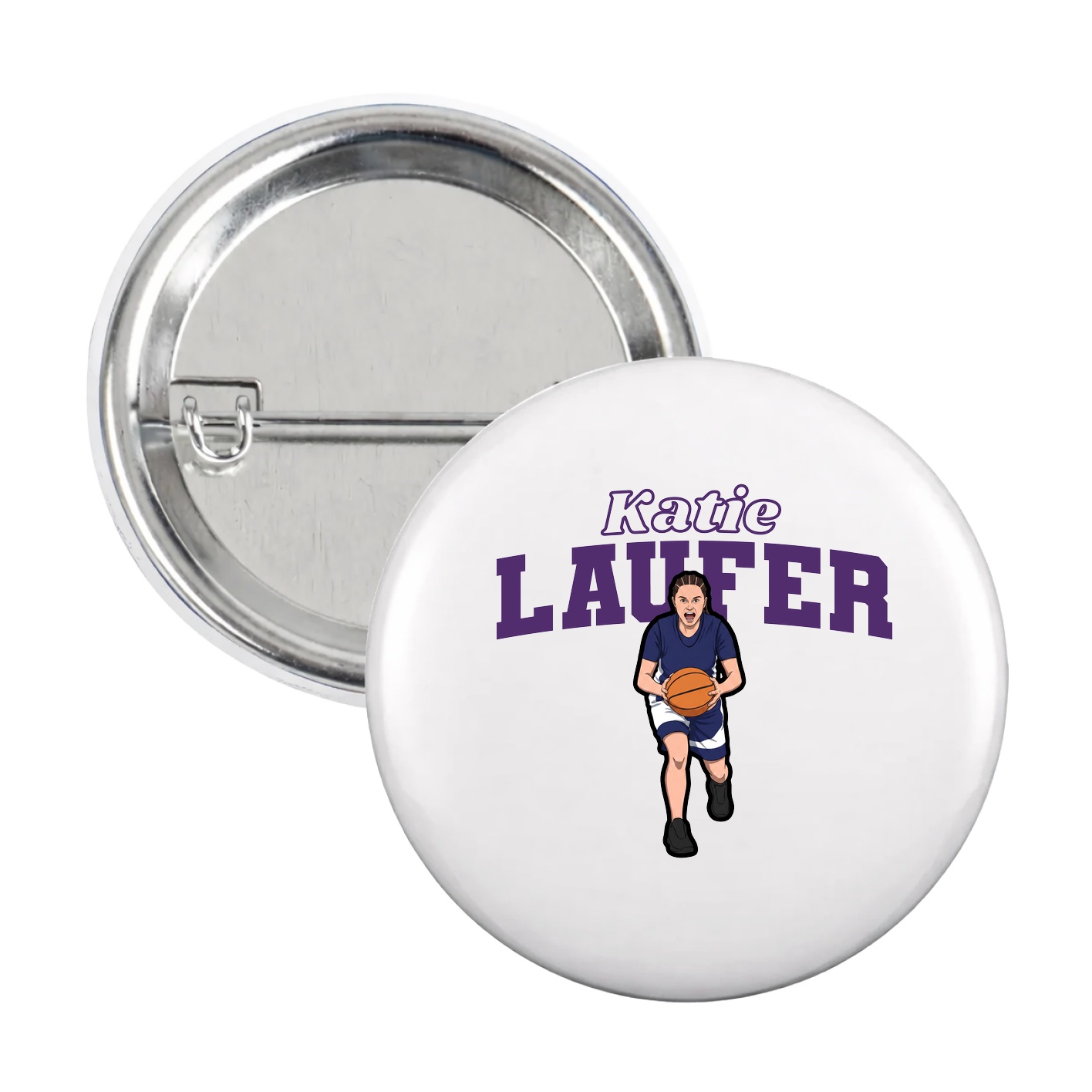 Game Day Button — Name Arch in White