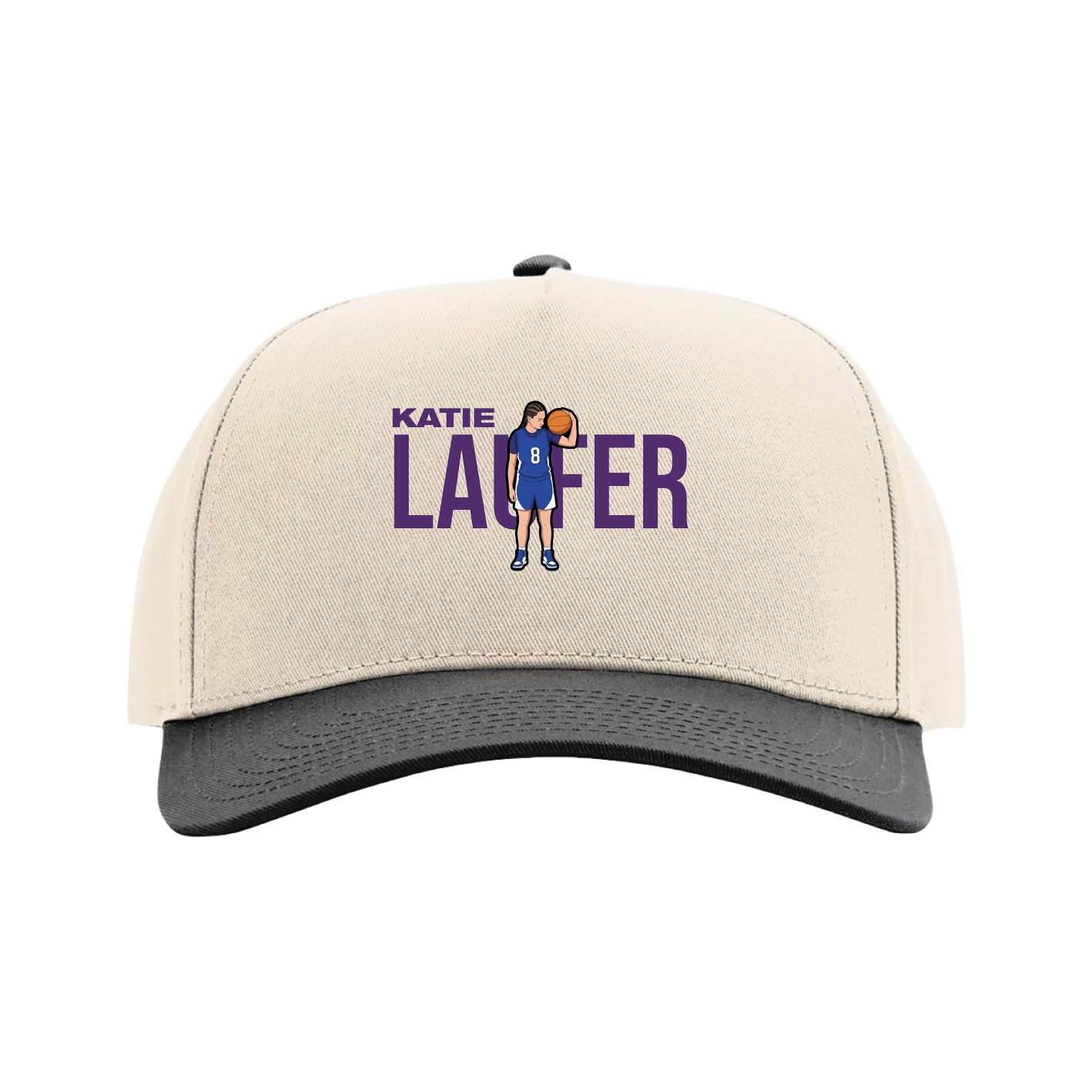Full Fabric Five-Panel Champ Cap — Player Name in Cream/Black