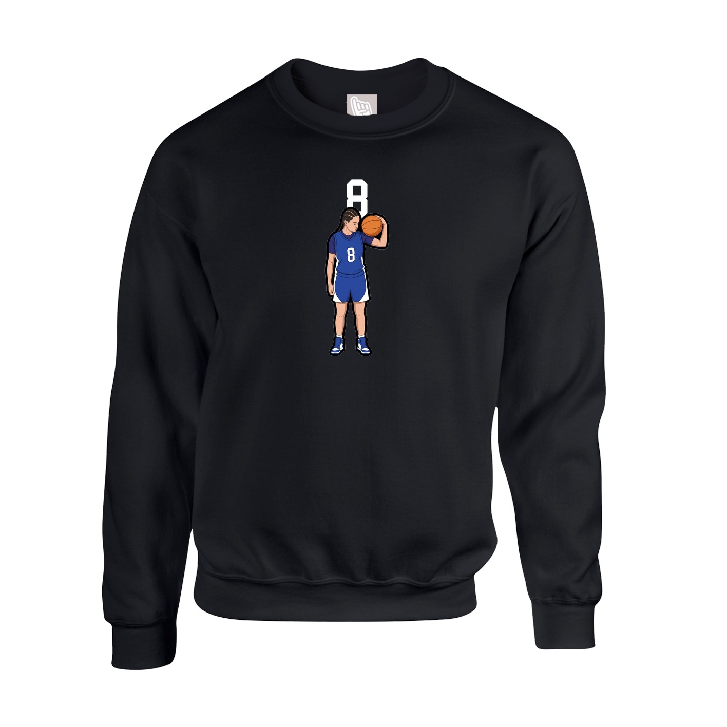 Fleece Crew — Number Top in Black