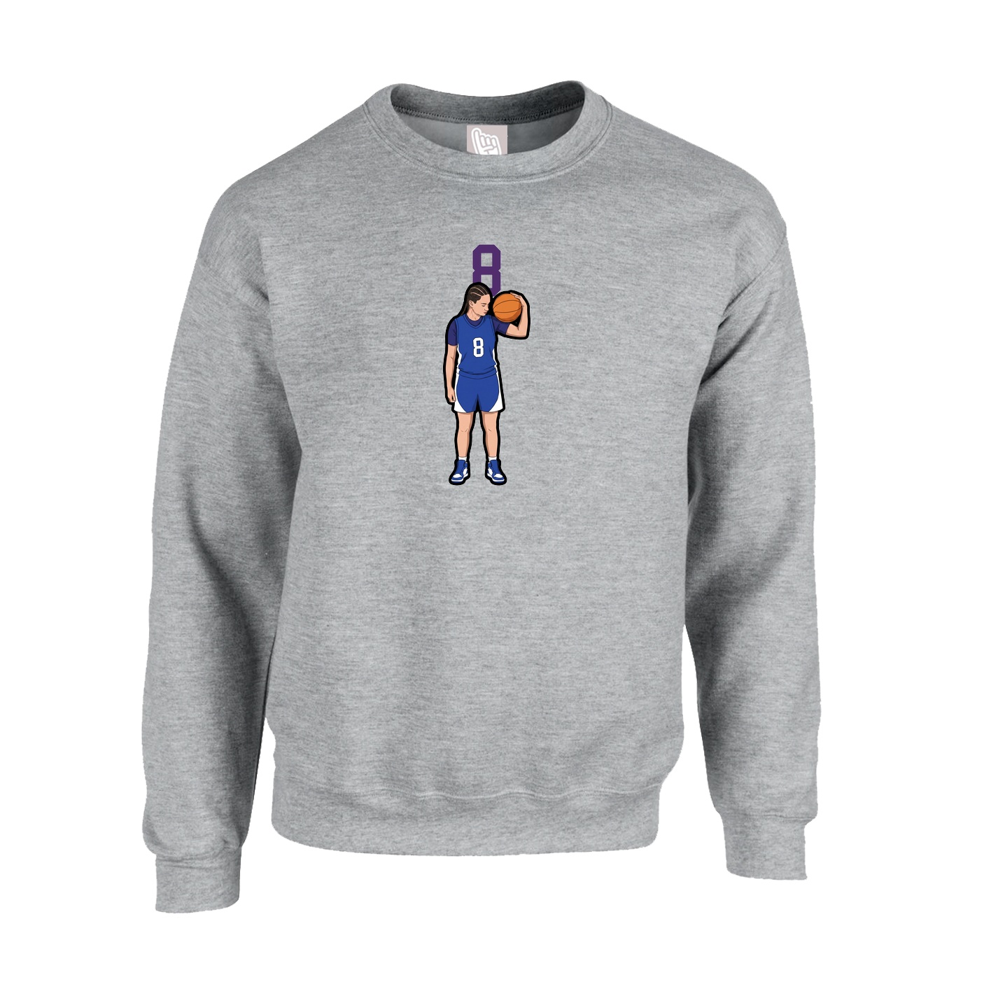 Fleece Crew — Number Top in Grey