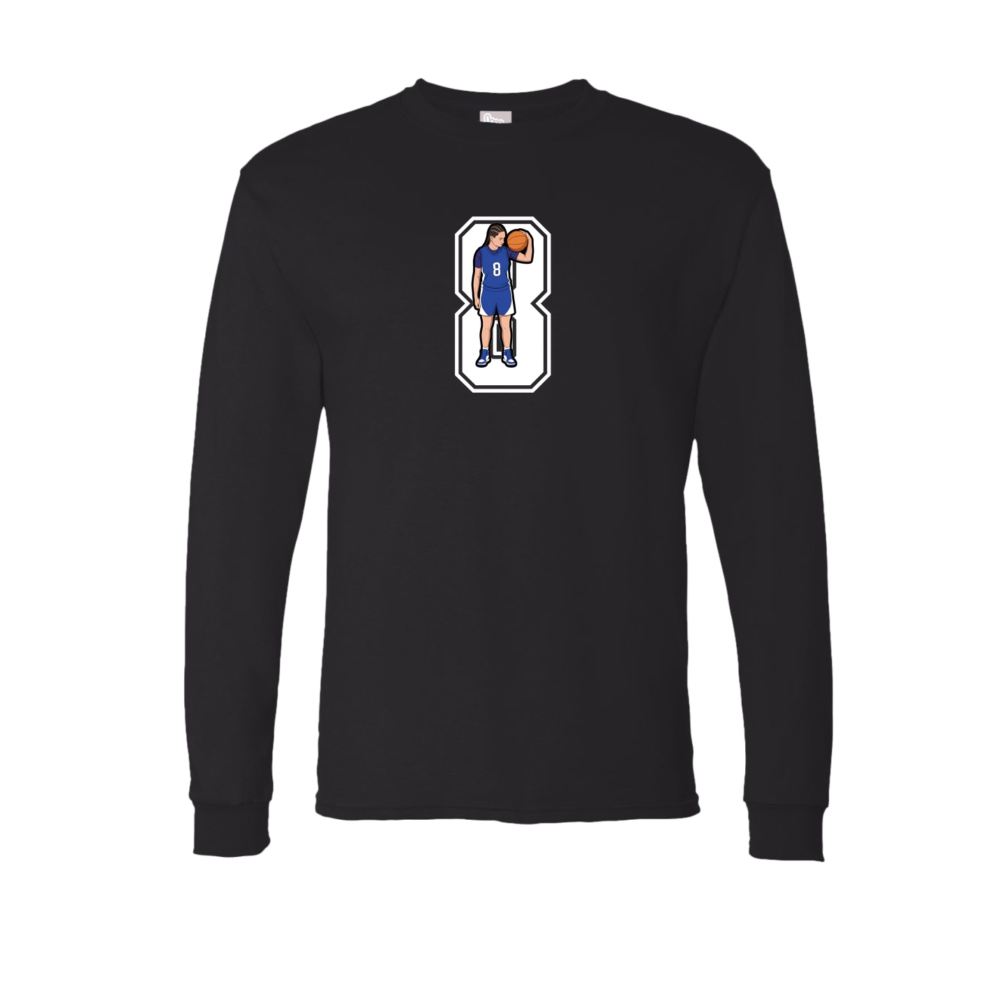 Long Sleeve Tee — Number in Black