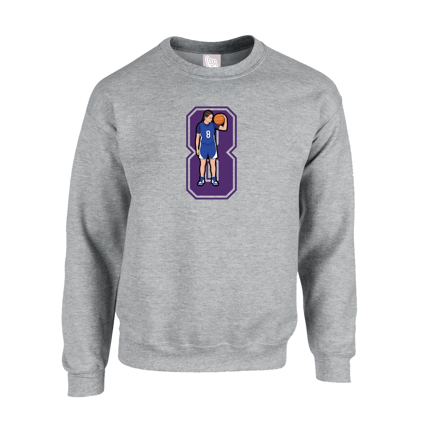 Fleece Crew — Number in Grey