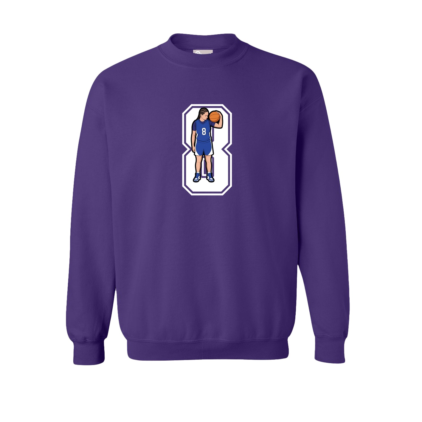 Fleece Crew — Number in Purple