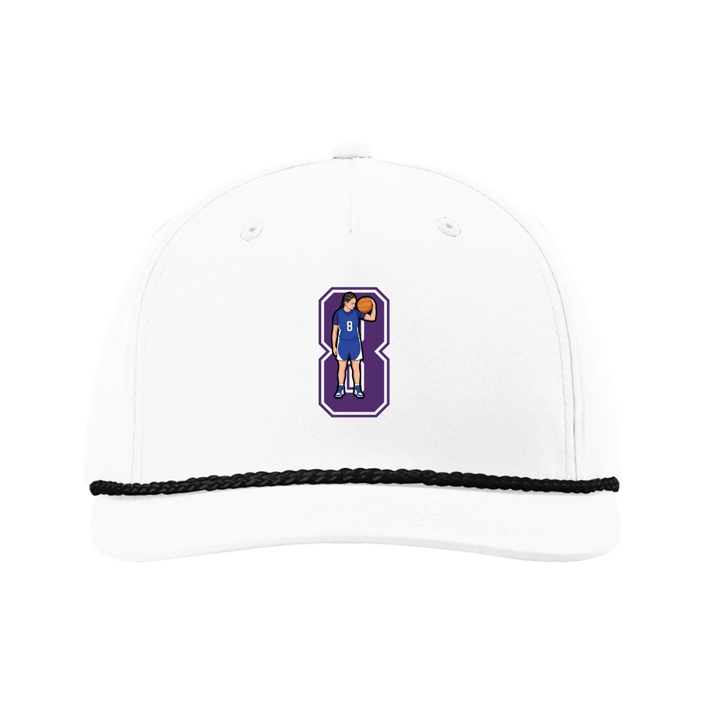 Five-Panel Classic Rope Cap — Number in White