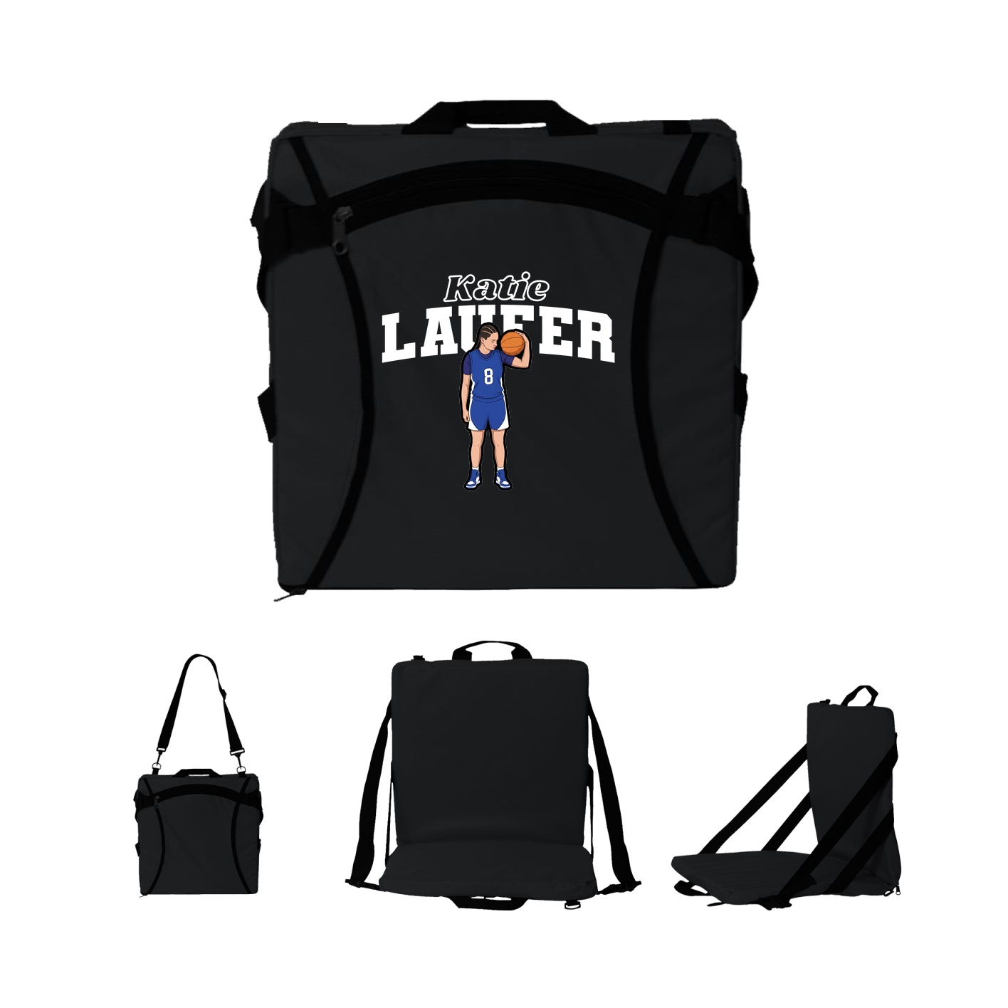 Folding Stadium Seat — Name Arch in Black