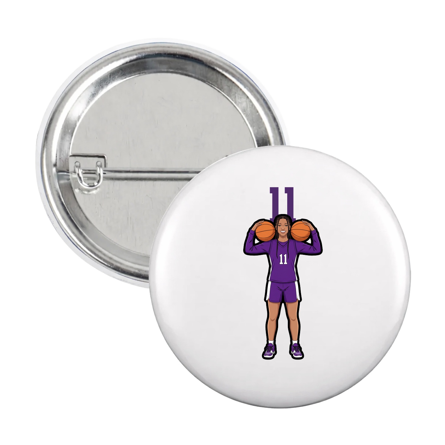 Game Day Button — Number Top in White