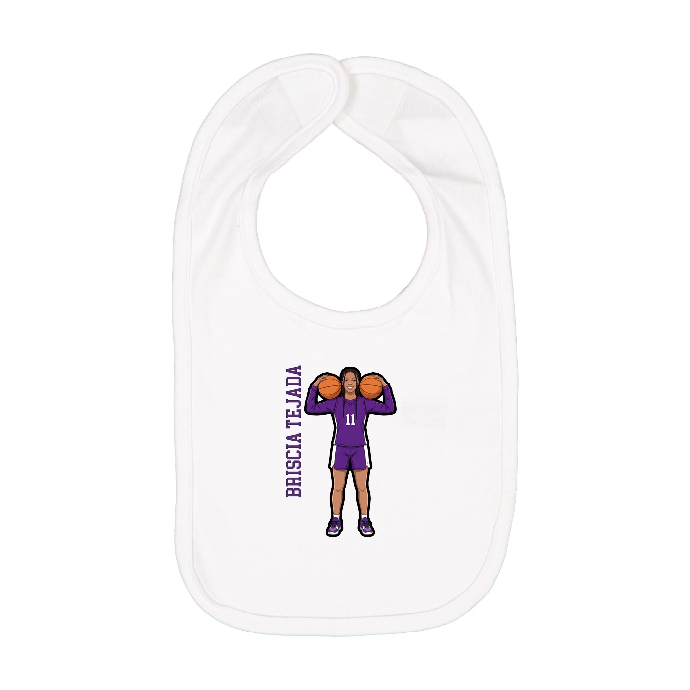 Infant Bib — Name Vertical in White