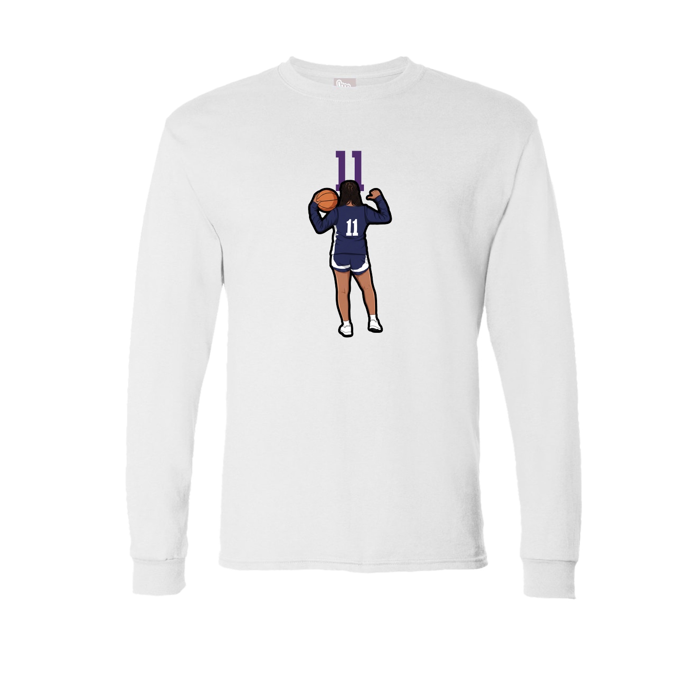 Long Sleeve Tee — Number Top in White