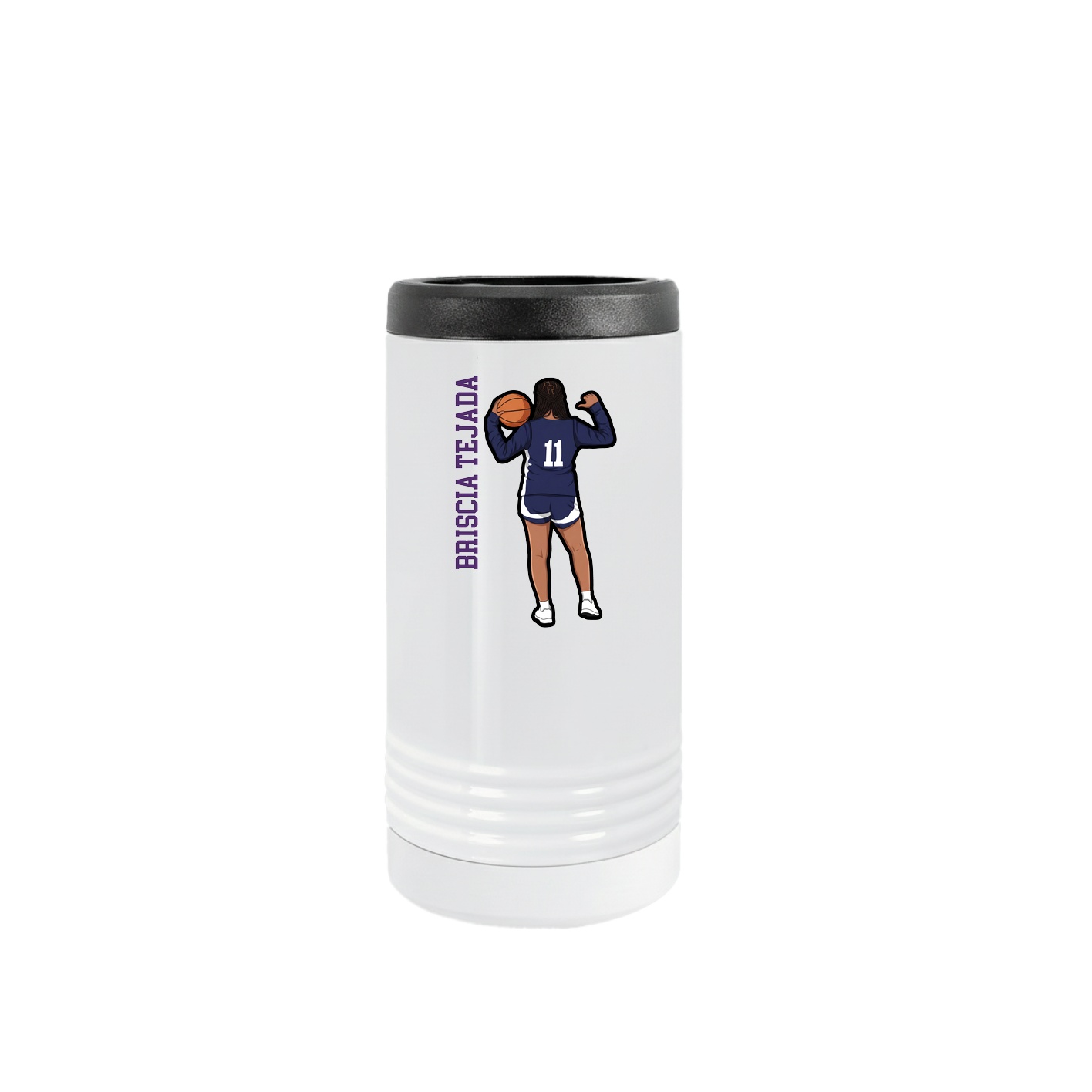 Slim Beverage Holder — Name Vertical in White