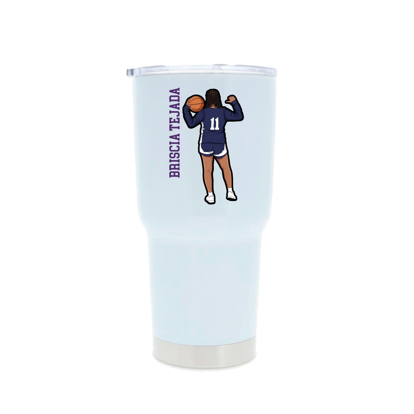 30oz Stainless Steel Tumbler — Name Vertical in White