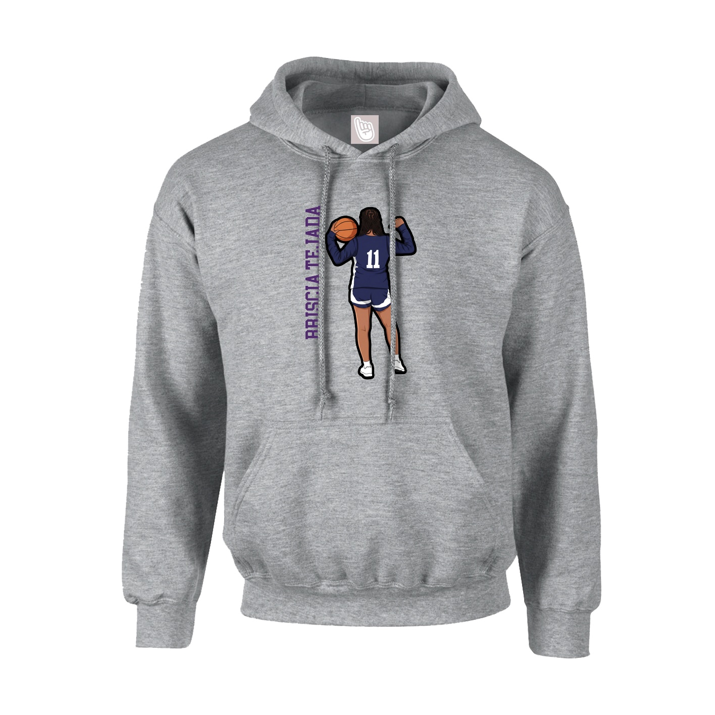Hoodie — Name Vertical in Grey