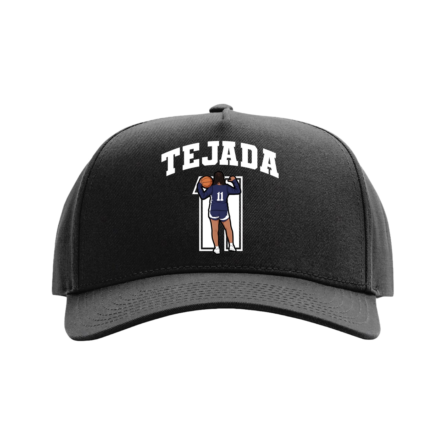 Full Fabric Five-Panel Champ Cap — Number in Black