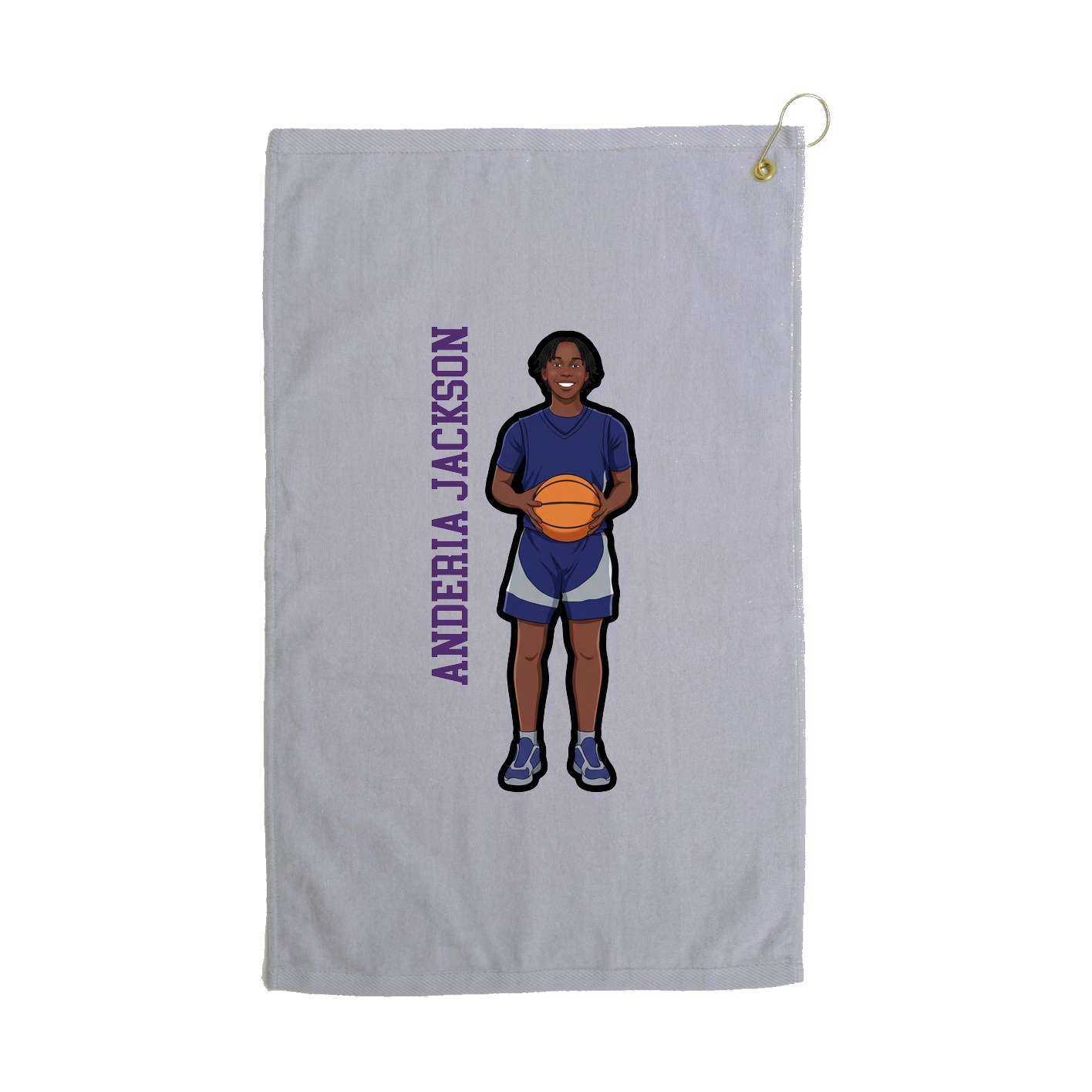 Golf Towel — Name Vertical in Grey