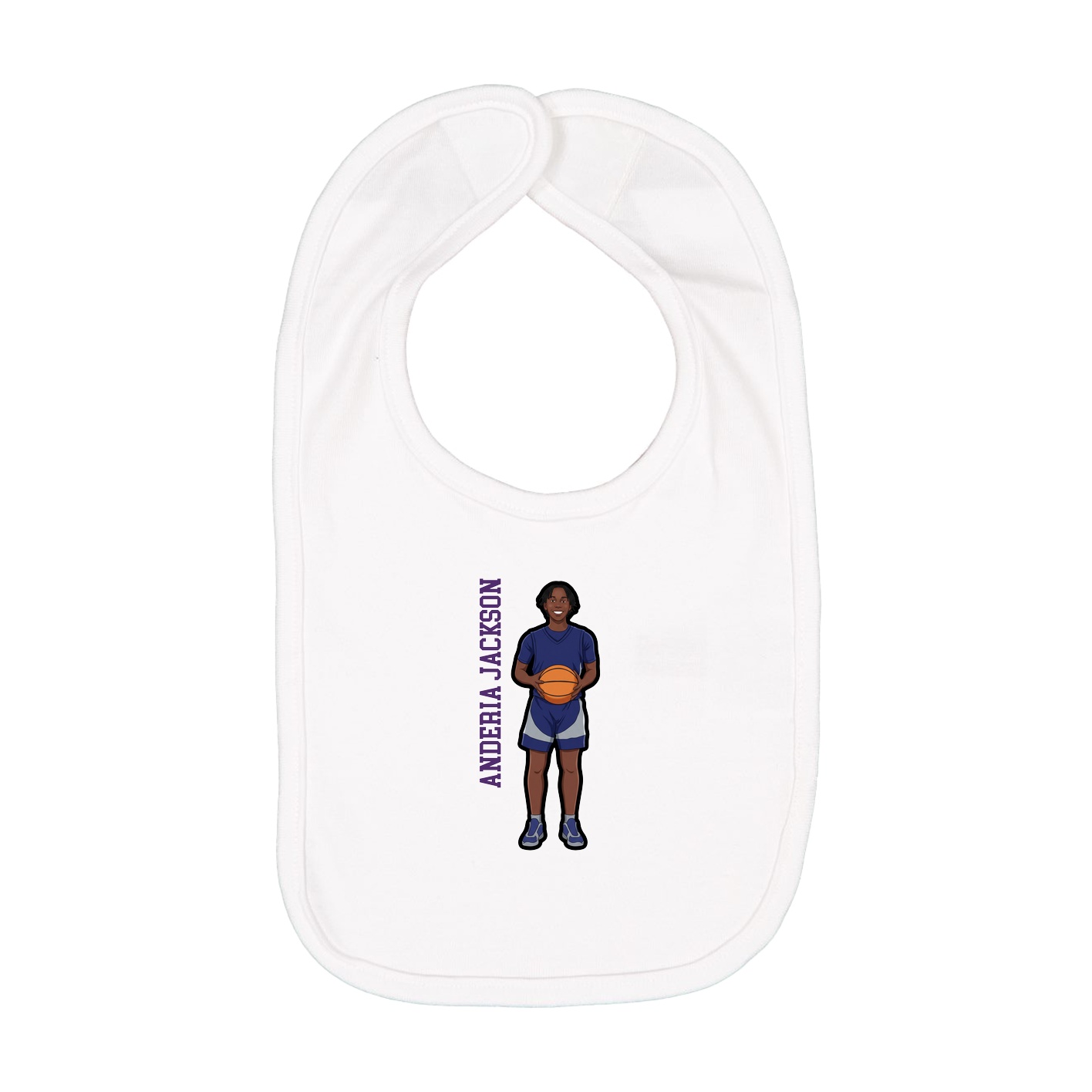 Infant Bib — Name Vertical in White