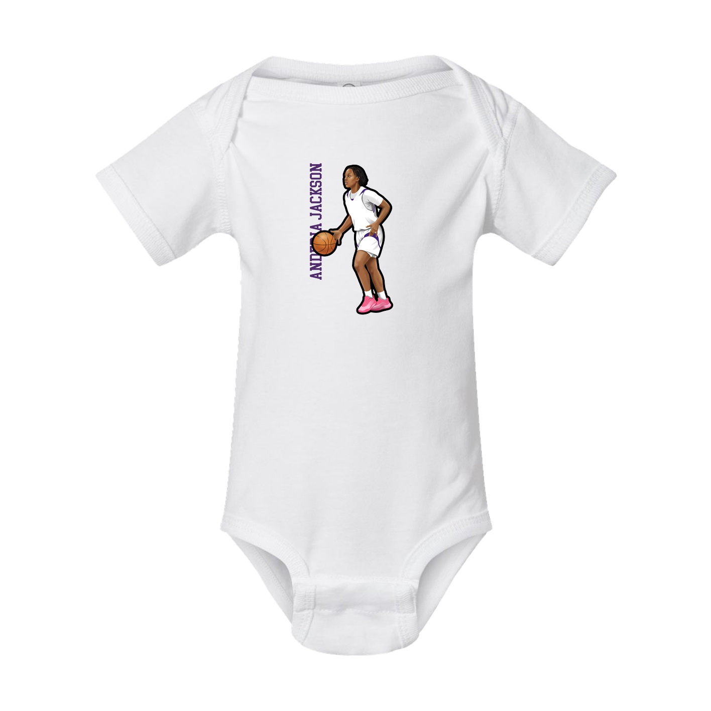 Baby Onesie — Name Vertical in White
