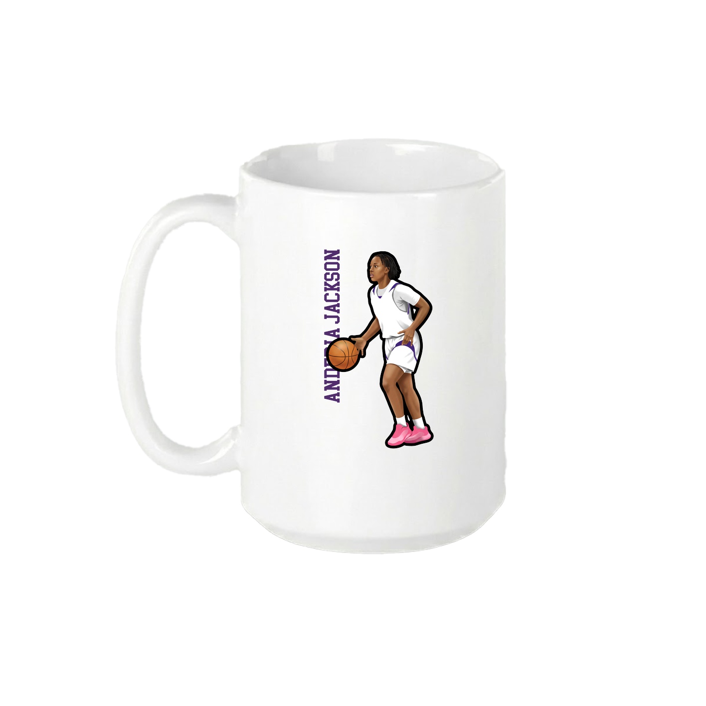 15oz Coffee Mug — Name Vertical in White