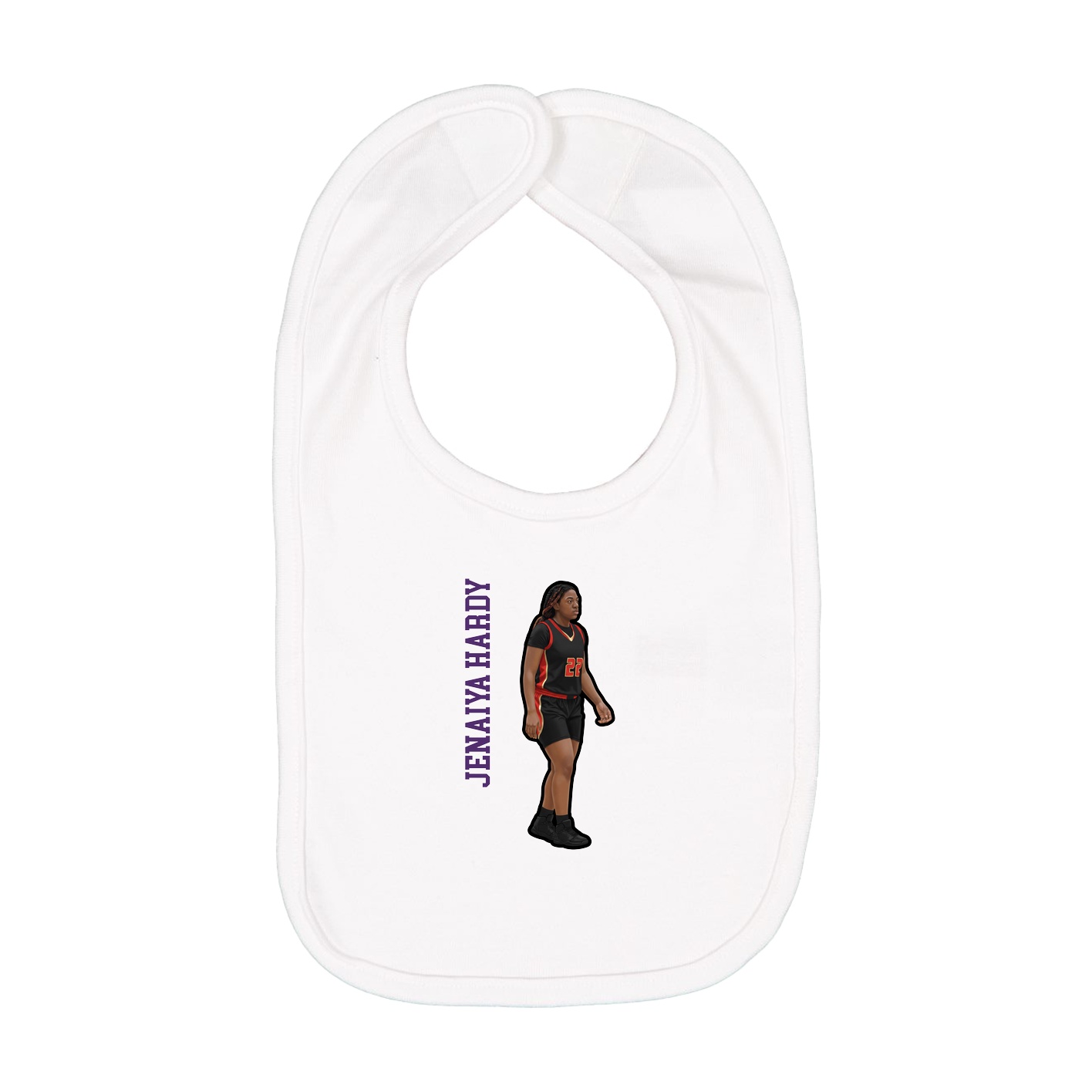 Infant Bib — Name Vertical in White