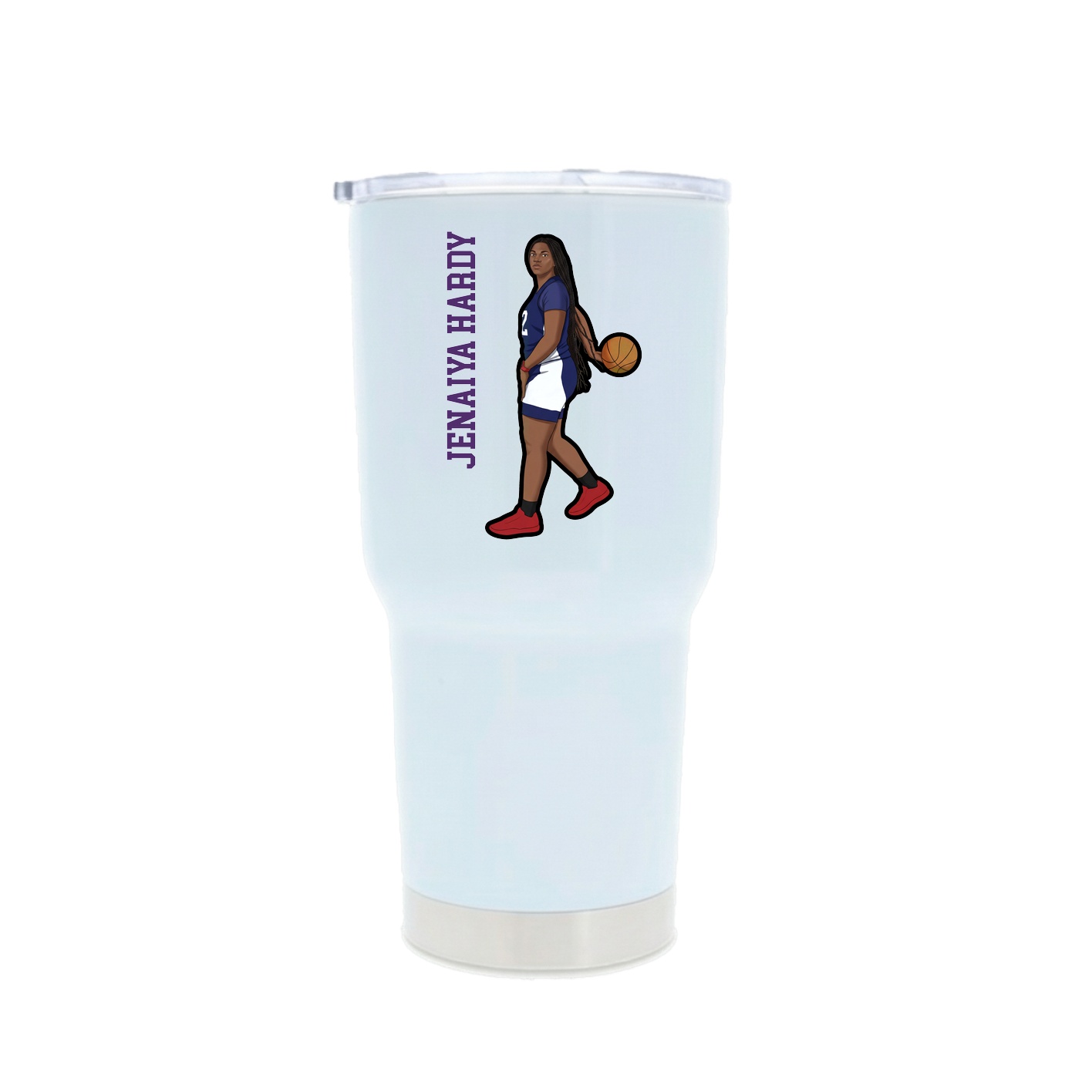 30oz Stainless Steel Tumbler — Name Vertical in White