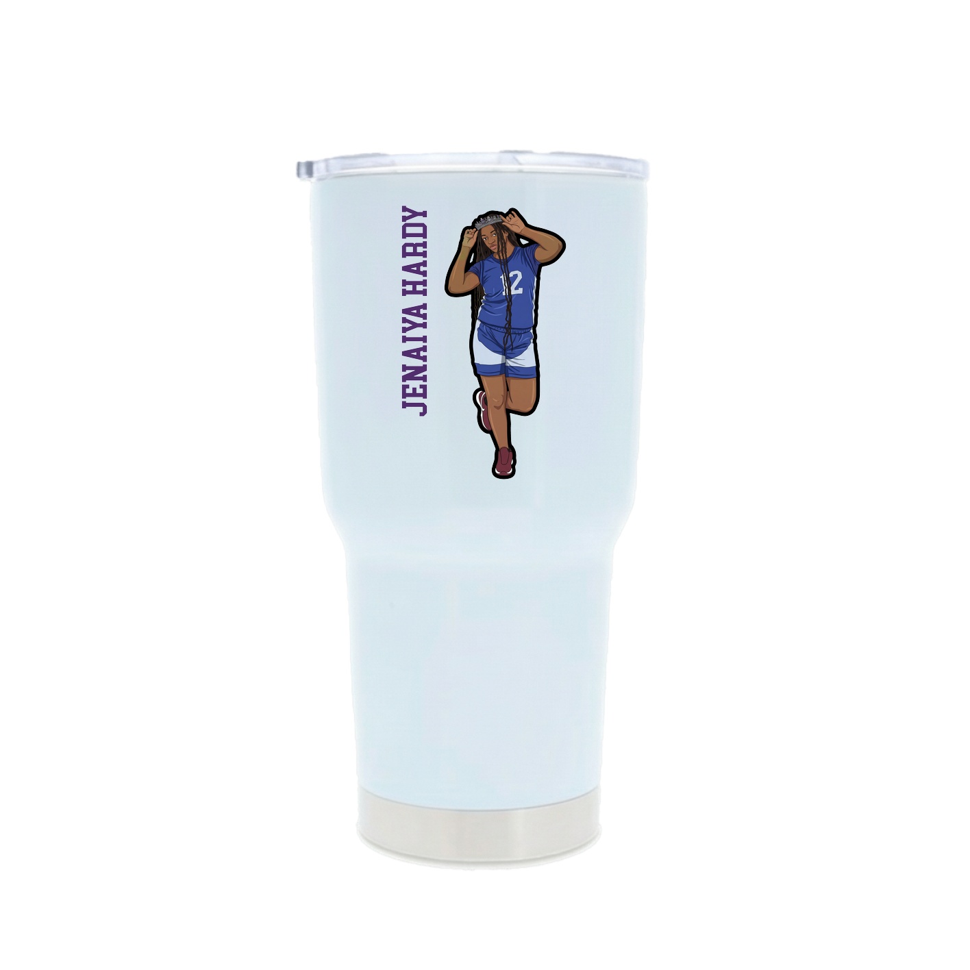 30oz Stainless Steel Tumbler — Name Vertical in White