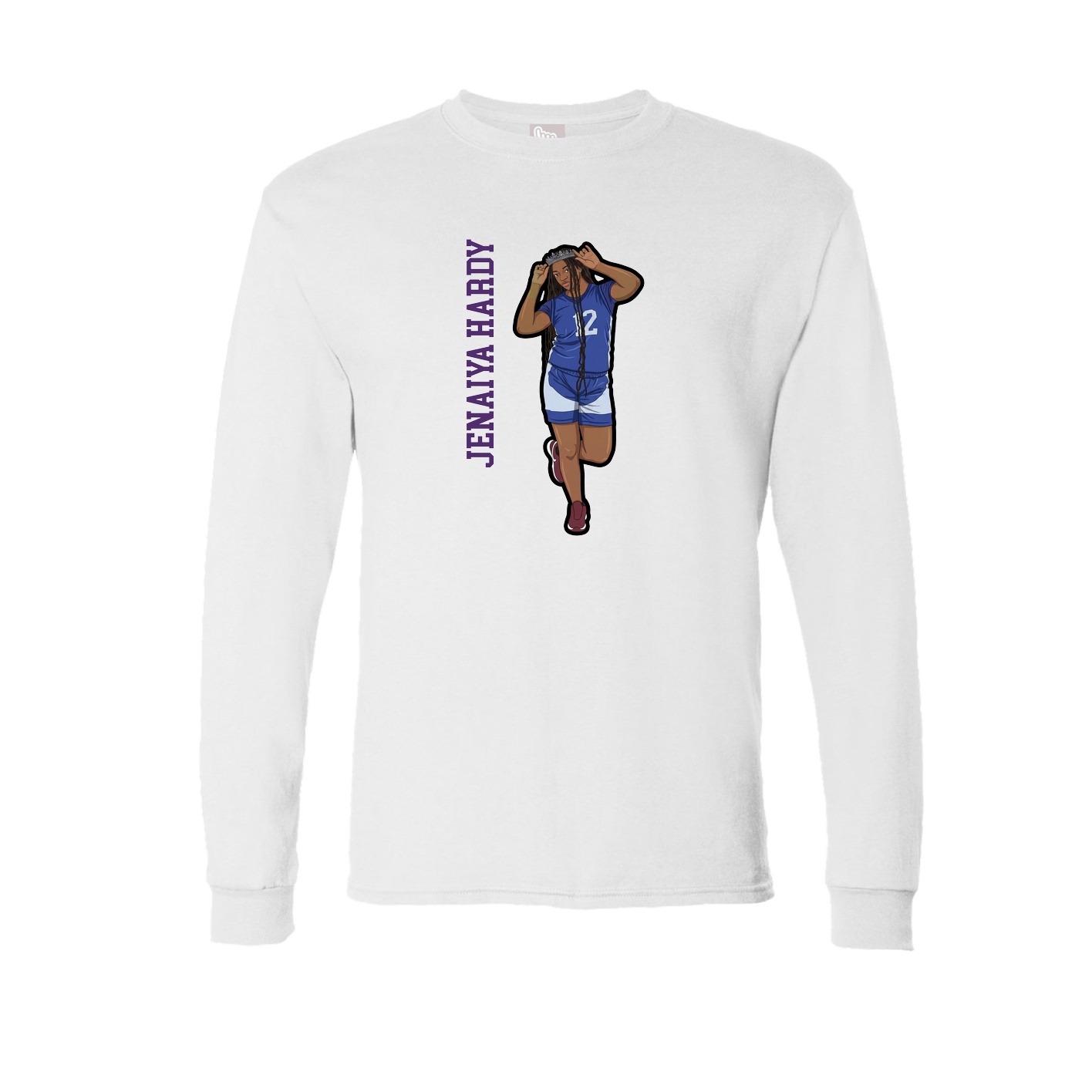 Long Sleeve Tee — Name Vertical in White