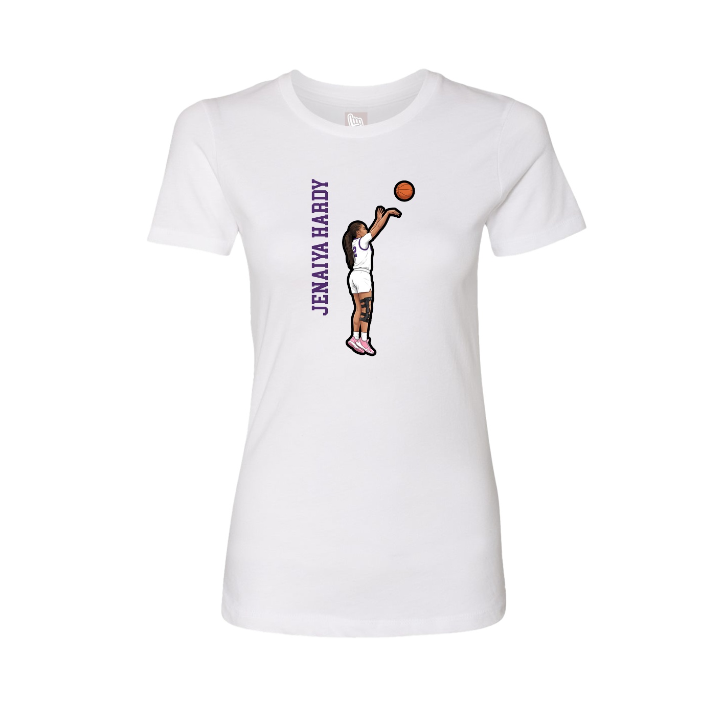 Fitted Women's Tee — Name Vertical in White