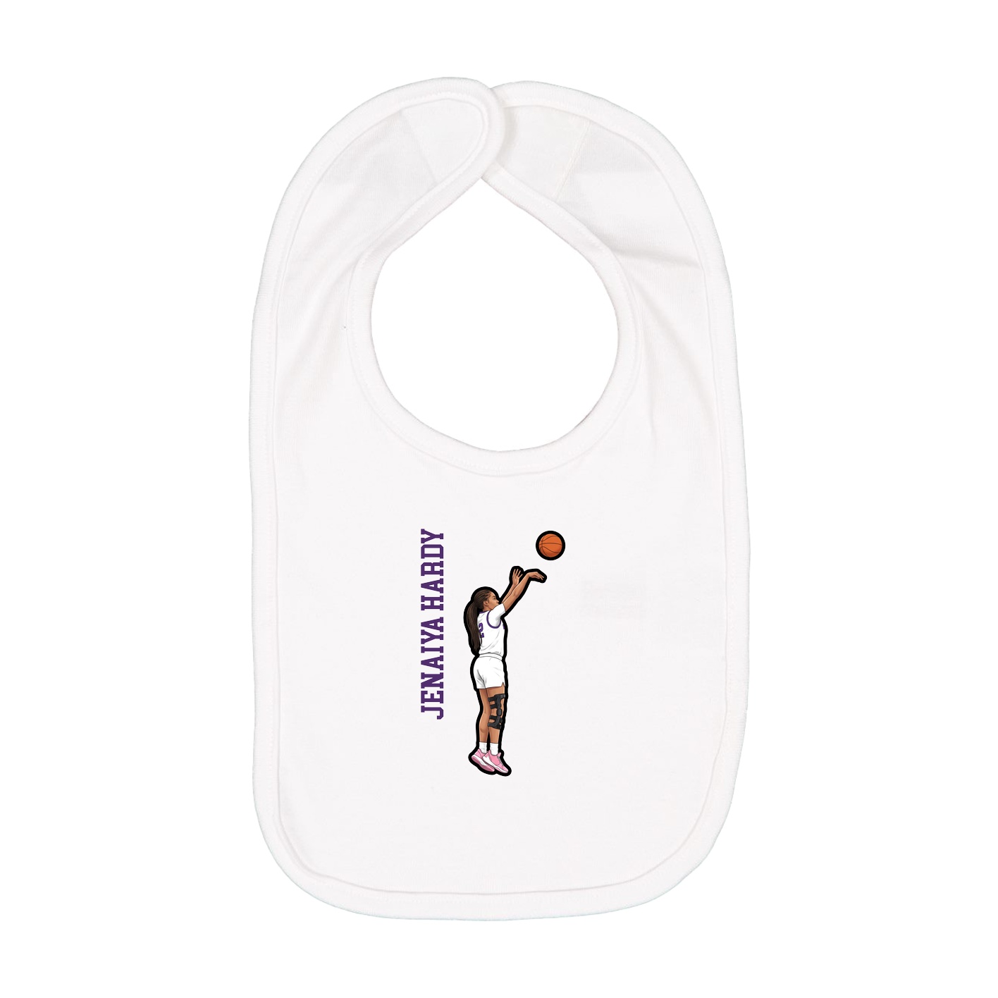 Infant Bib — Name Vertical in White