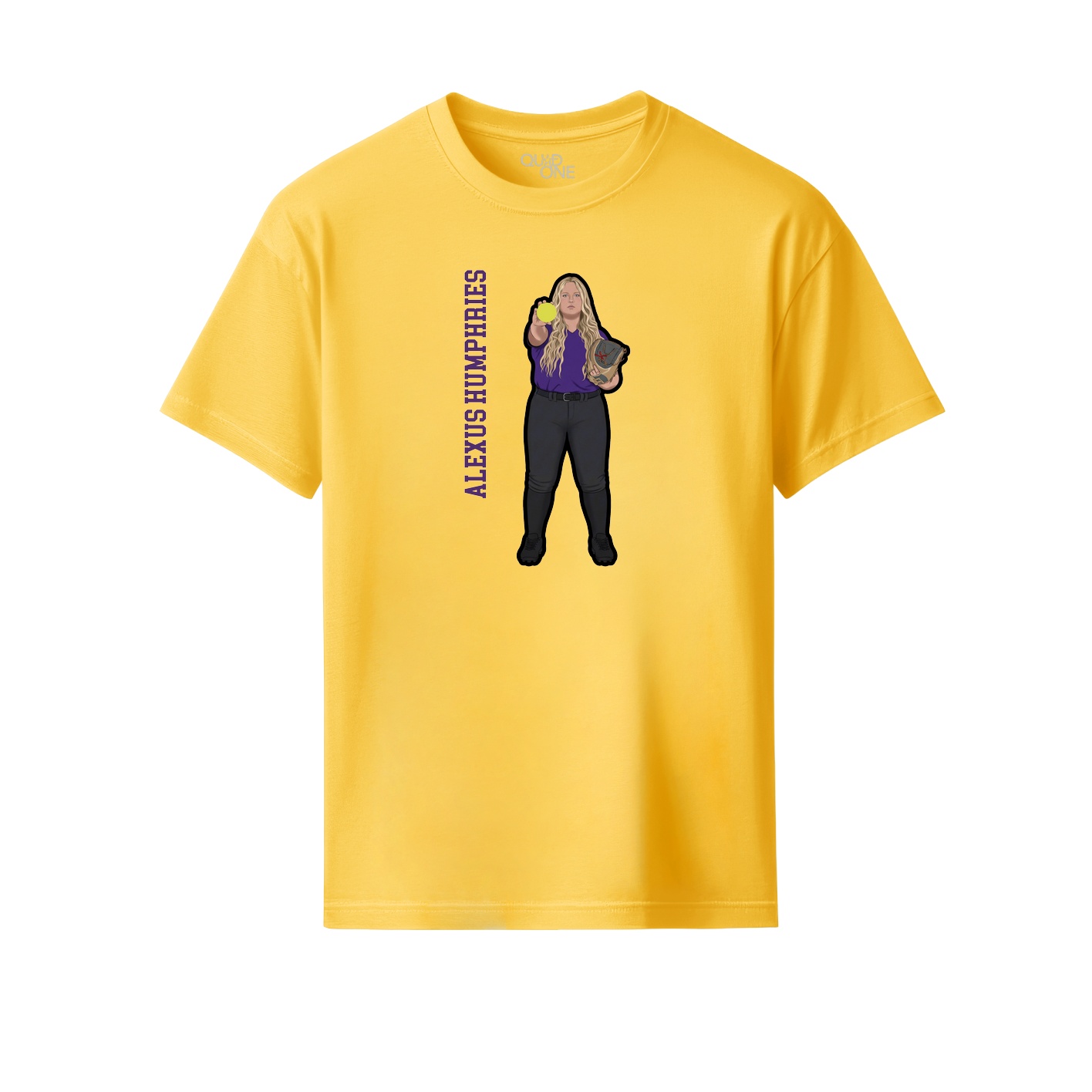 Youth Tee — Name Vertical in Yellow