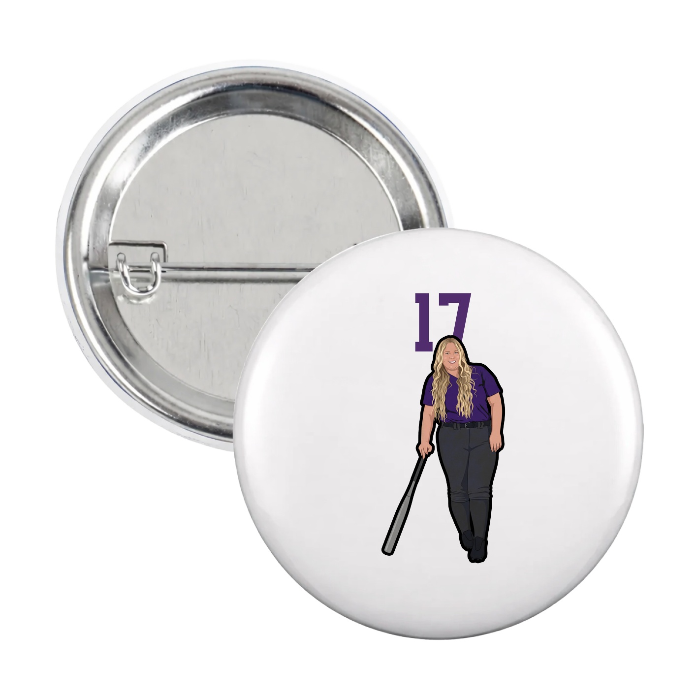 Game Day Button — Number Top in White