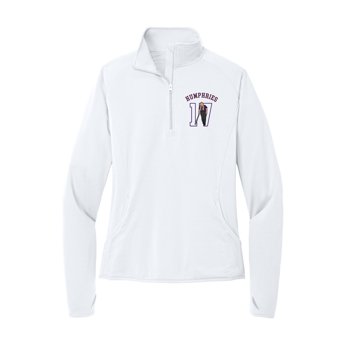 Women's Q-Zip Pullover — Shirsey Arch in White