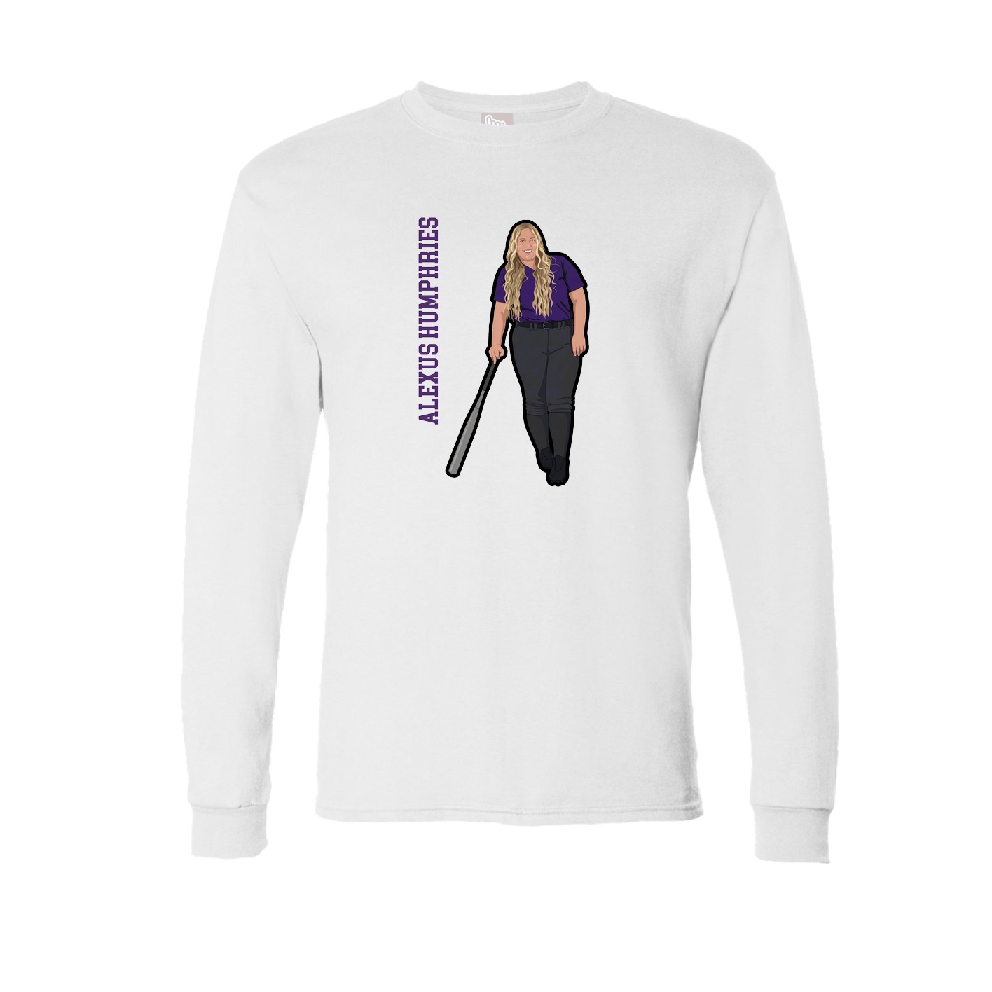 Long Sleeve Tee — Name Vertical in White