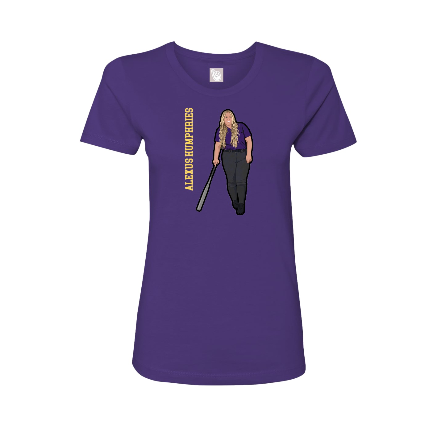 Womens Tee — Name Vertical in Purple