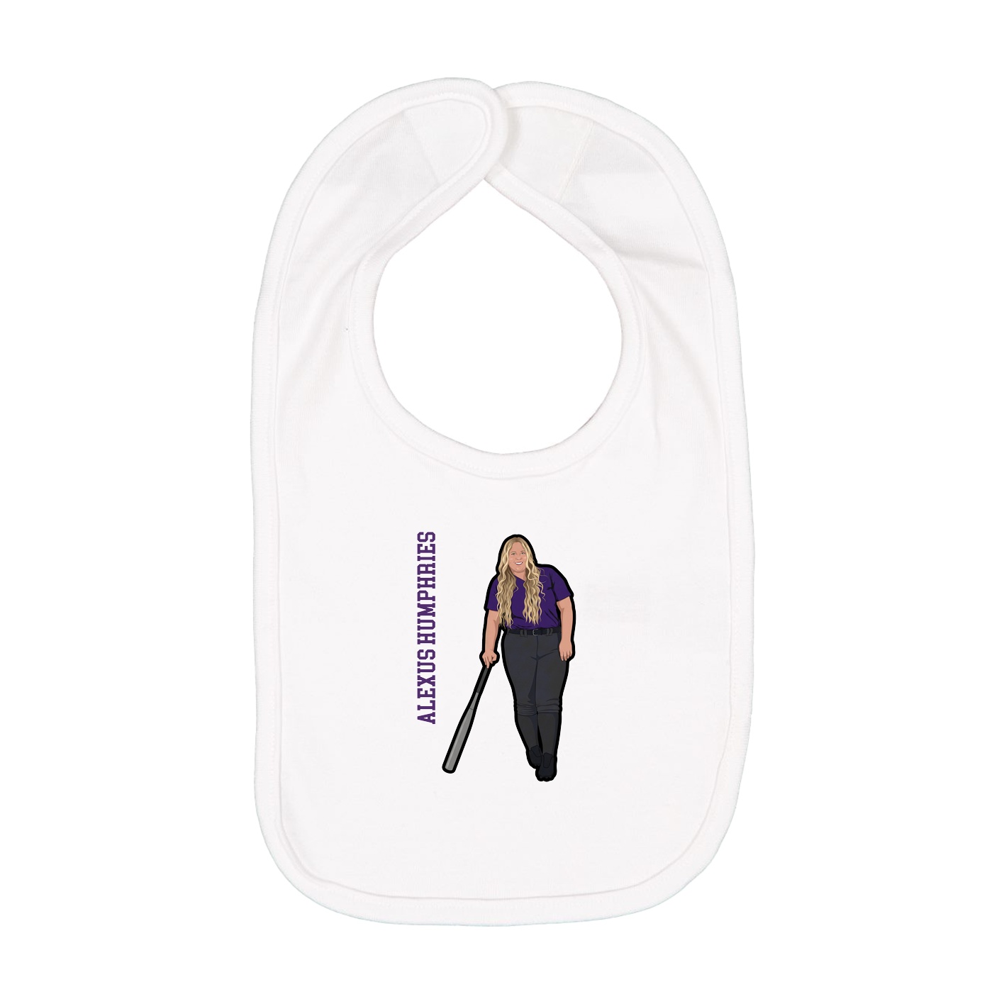 Infant Bib — Name Vertical in White
