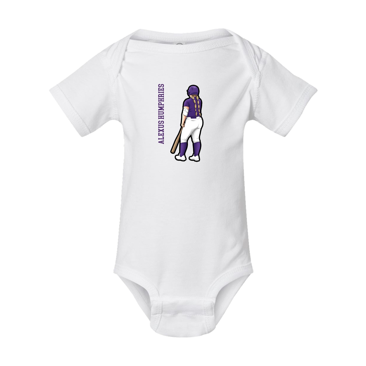 Baby Onesie — Name Vertical in White