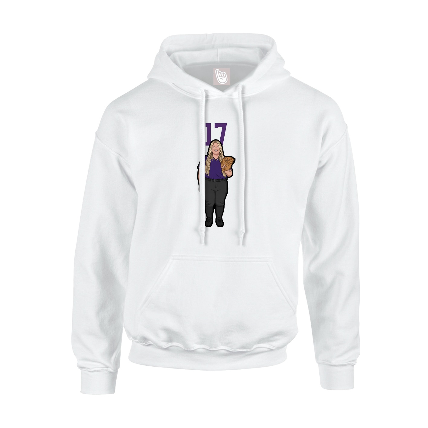 Youth Hoodie — Number Top in White