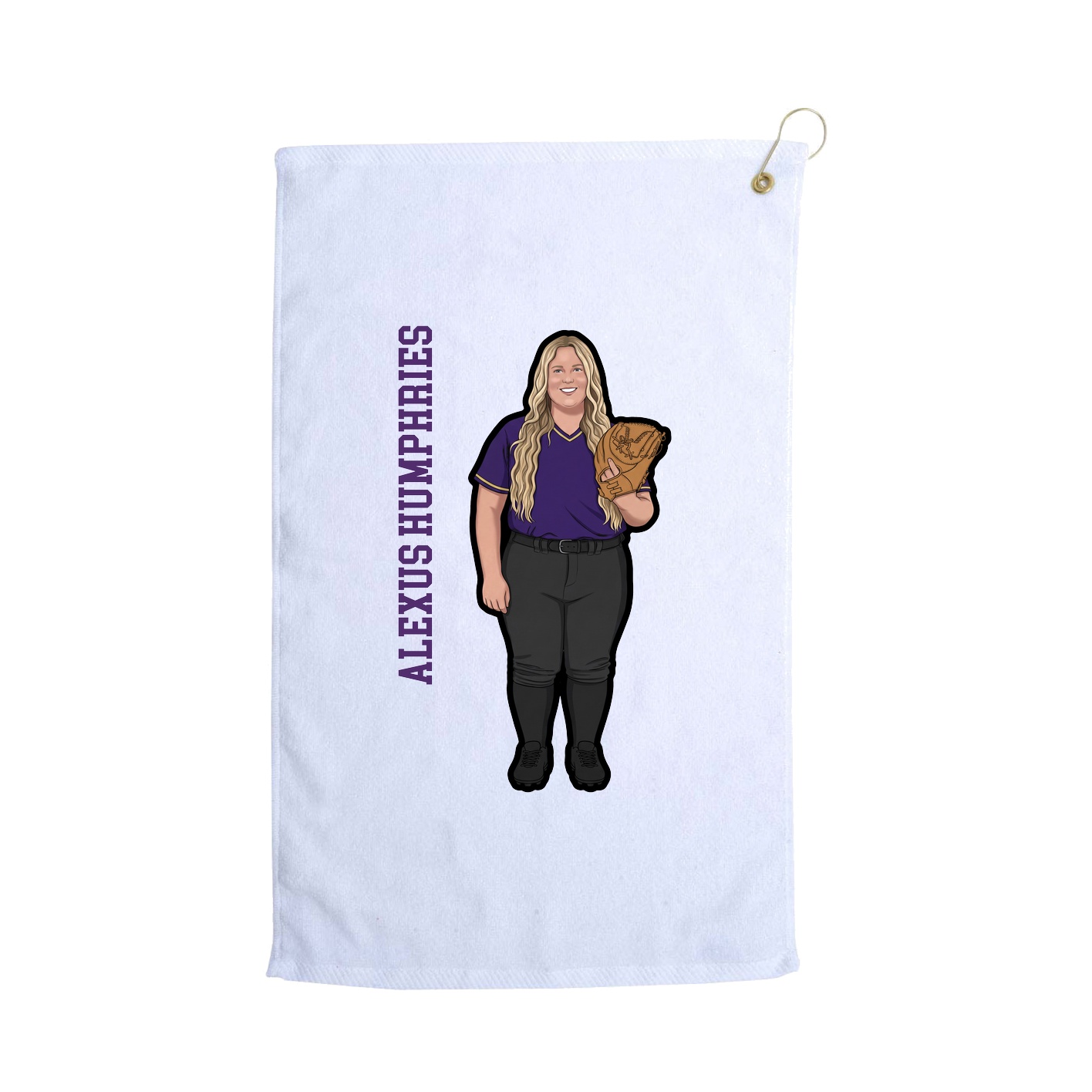 Golf Towel — Name Vertical in White