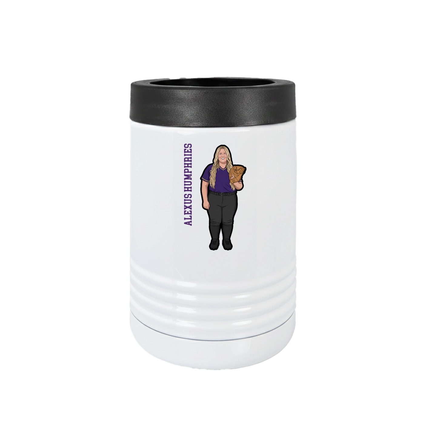 Beverage Holder — Name Vertical in White