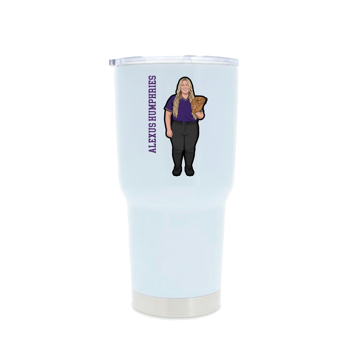 30oz Stainless Steel Tumbler — Name Vertical in White