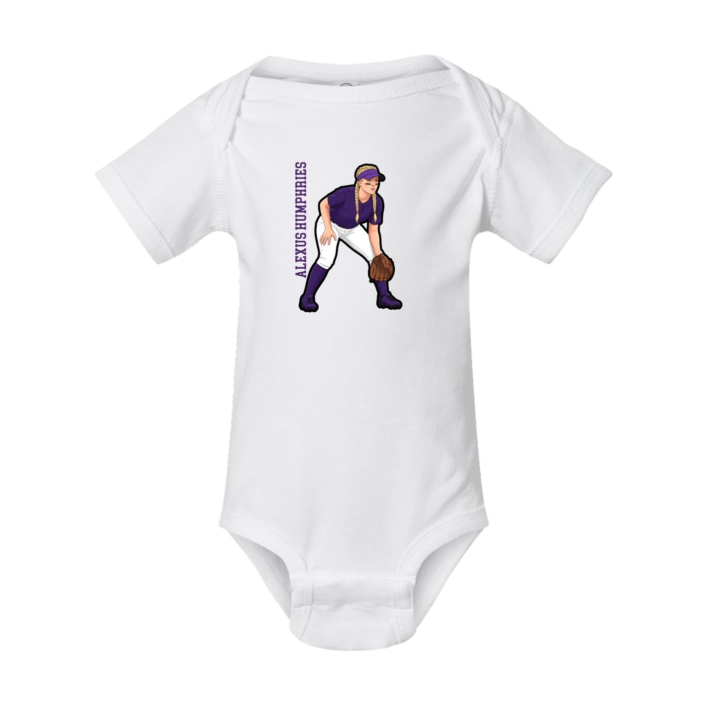 Baby Onesie — Name Vertical in White