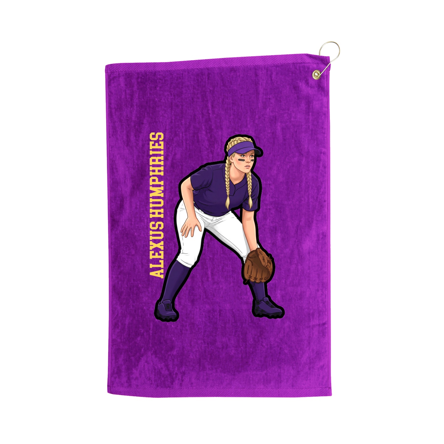 Golf Towel — Name Vertical in Purple