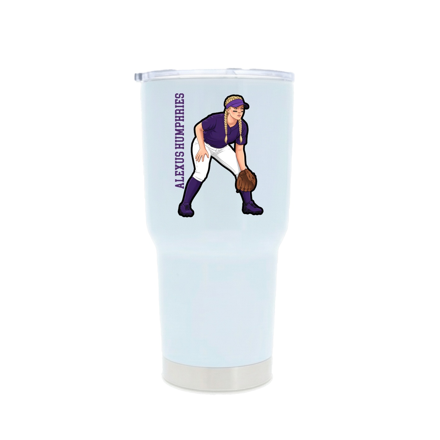 30oz Stainless Steel Tumbler — Name Vertical in White