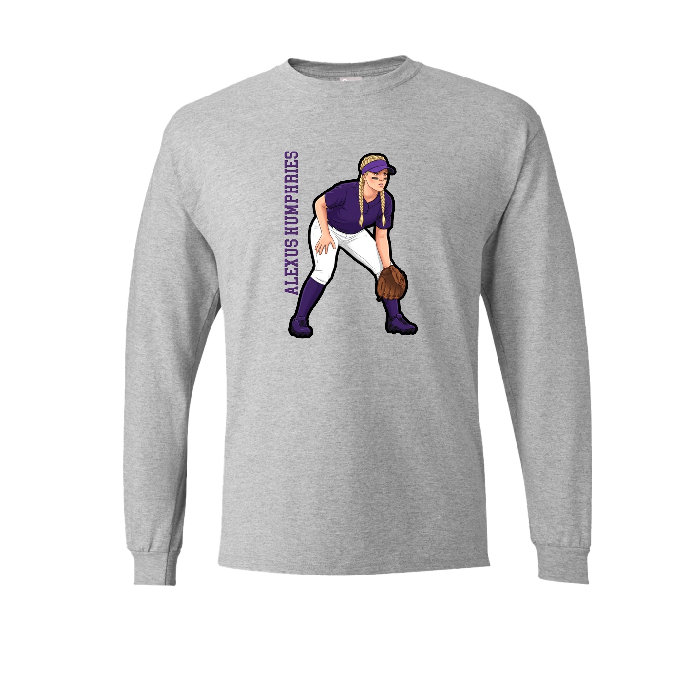 Long Sleeve Tee — Name Vertical in Grey