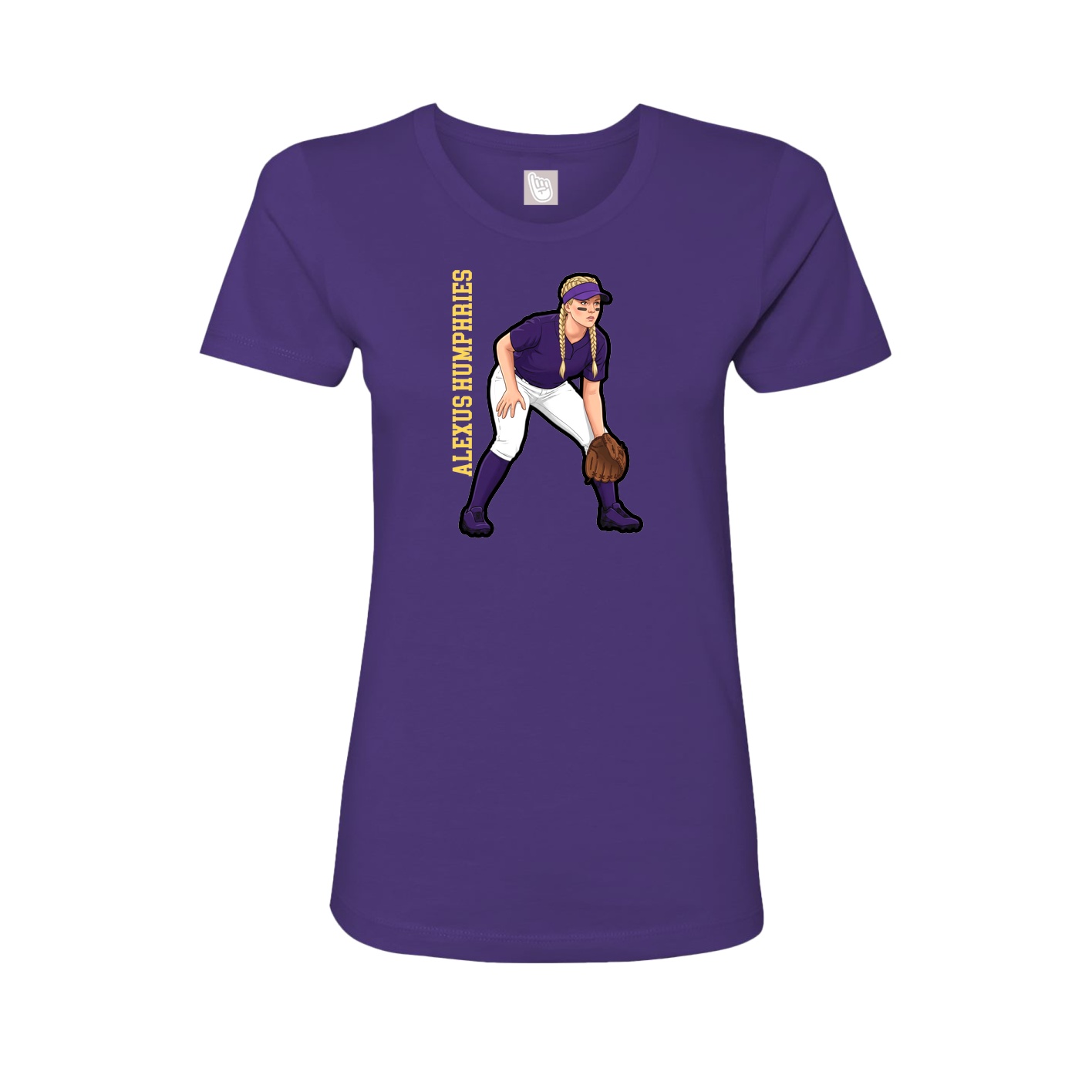 Womens Tee — Name Vertical in Purple