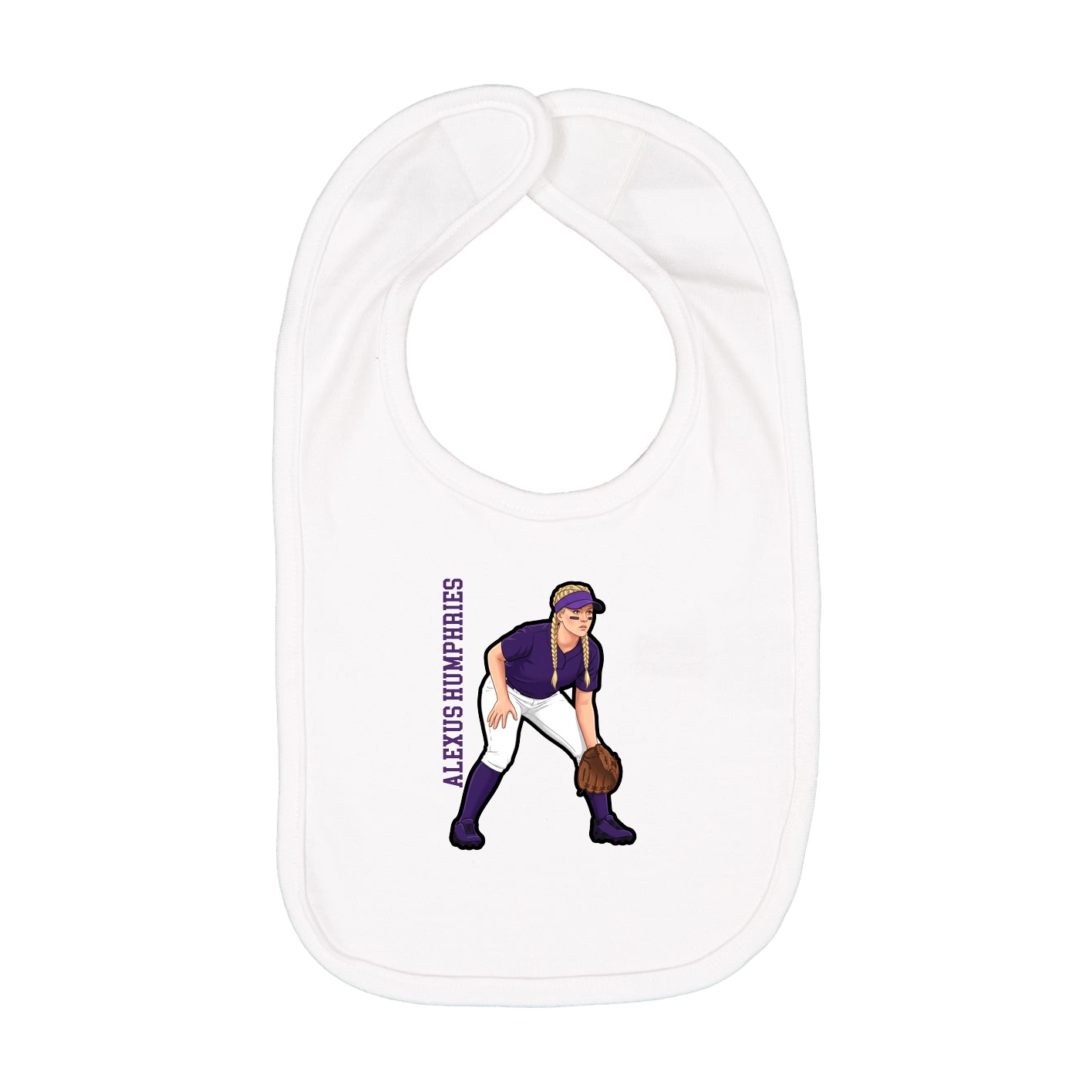 Infant Bib — Name Vertical in White